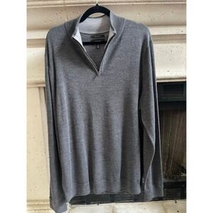 Nordstrom Men's Sweater Size XL Gray 100% Merino Wool Pullover Turtle‎ Neck